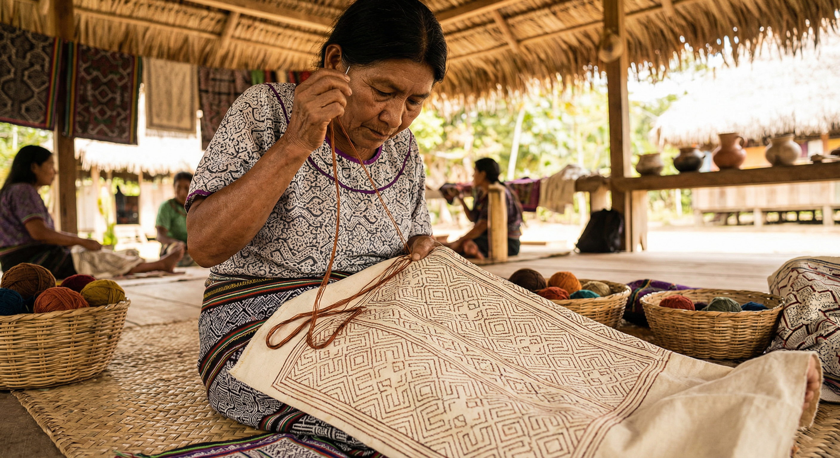 Мастерица шипибо за работой